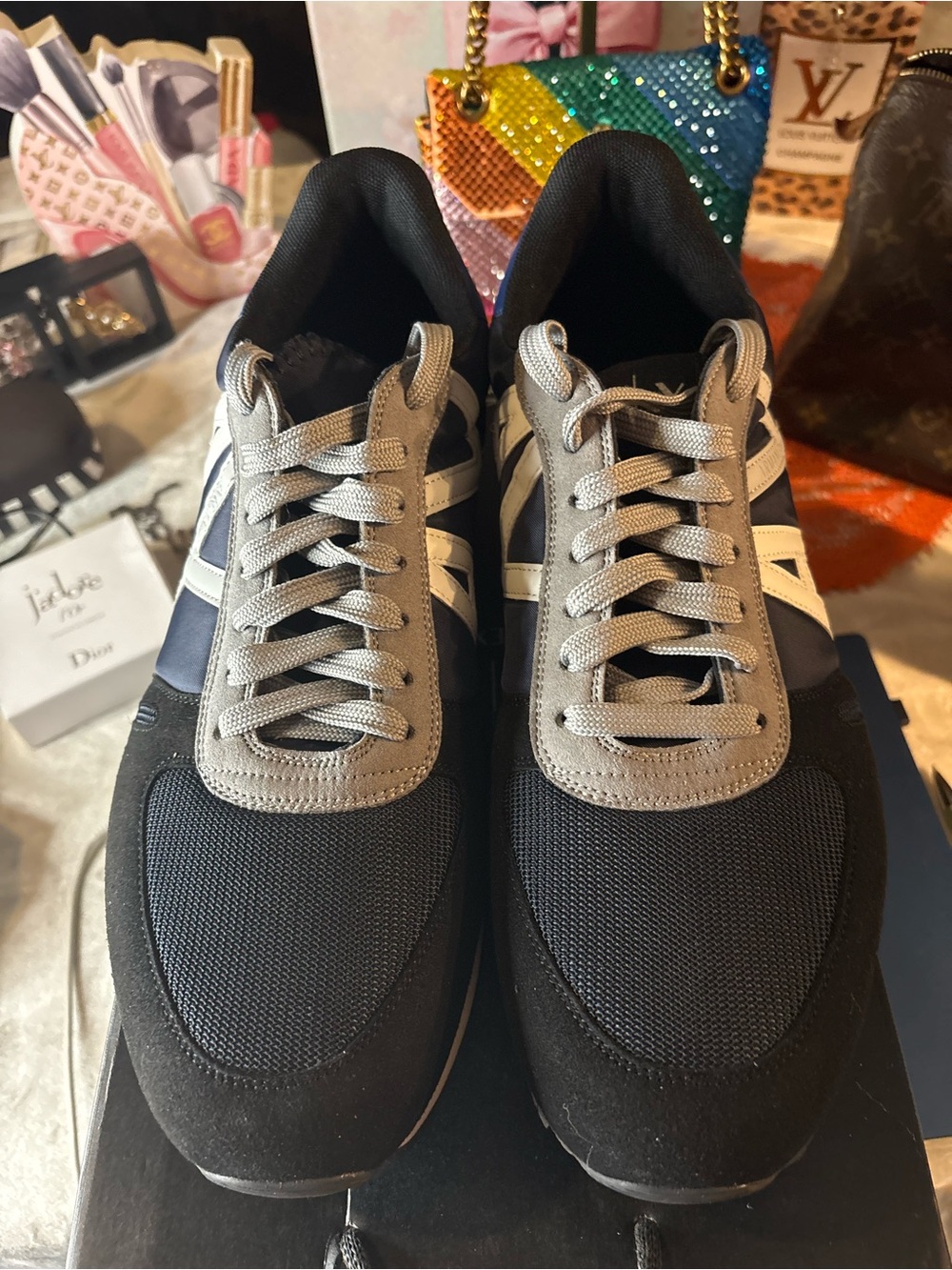 Armani Exchange Black Gray and NavyMen’s Athletic Sneakers - Picture 1 of 6